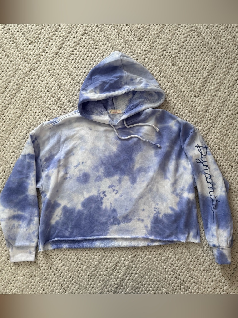 NWOT Free People FP Movement Blue Tie Dye Dynamite Cropped Hoodie Sweatshirt